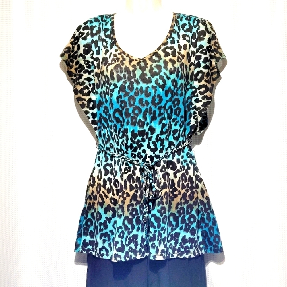 No Boundaries Leopard & Lace Summer Top (L/G 11/13)